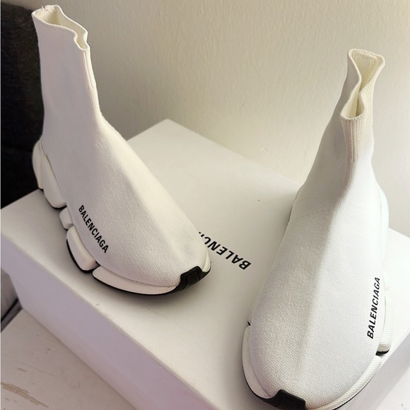 Balenciaga Women's White Sock Sneakers - Picture 1 of 6